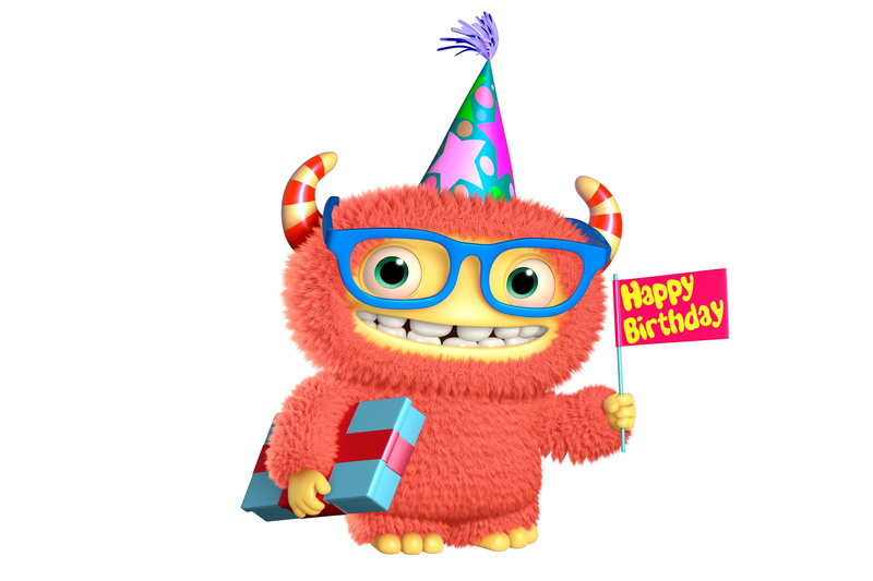 smile, cartoon, monster, happy birthday, cute, funny, character, 4K