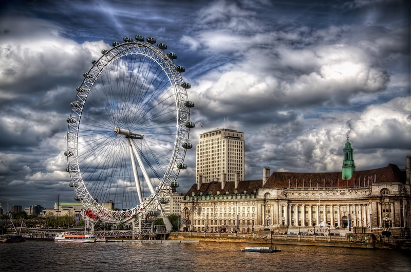 river, cloud - sky, 1080P, ferris wheel, arts culture and entertainment, built structure, travel destinations, water, outdoors, building exterior, architecture