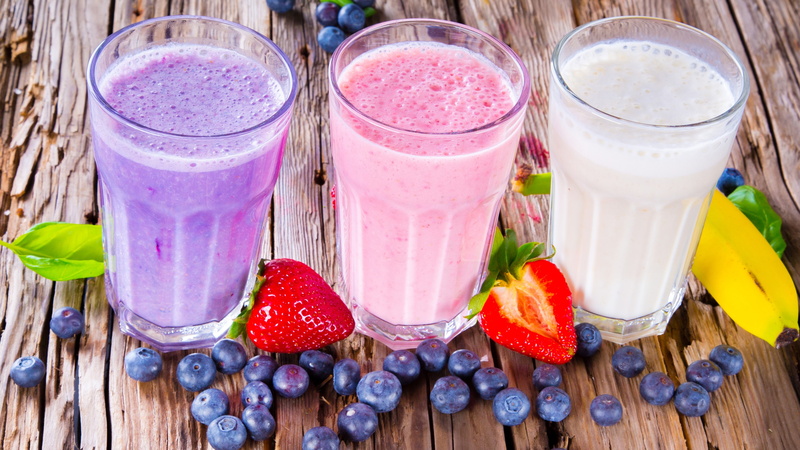 4K, Milkshake, Blueberries, Colorful, Strawberries, Banana, Summer, Drinks