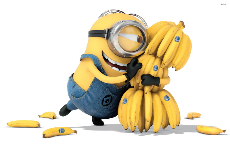 2K, yellow, illustration, minion, banana, bananas, hugging