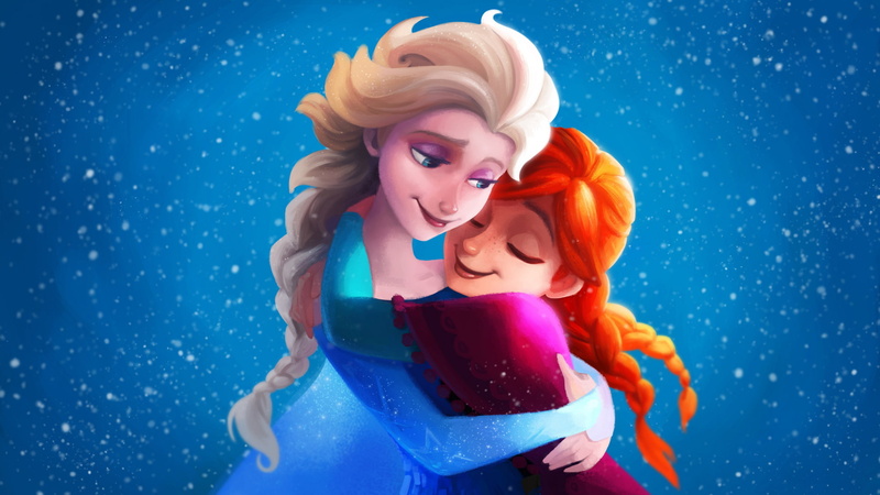 sisters, hug, cute, 1080P, cartoon, frozen
