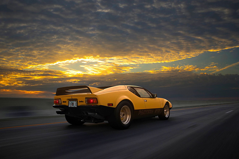 mode of transportation, street, motion, transportation, 1080P, 1974, city, orange color, gts, blurred motion, nature, sunset, pantera, supercar, no people