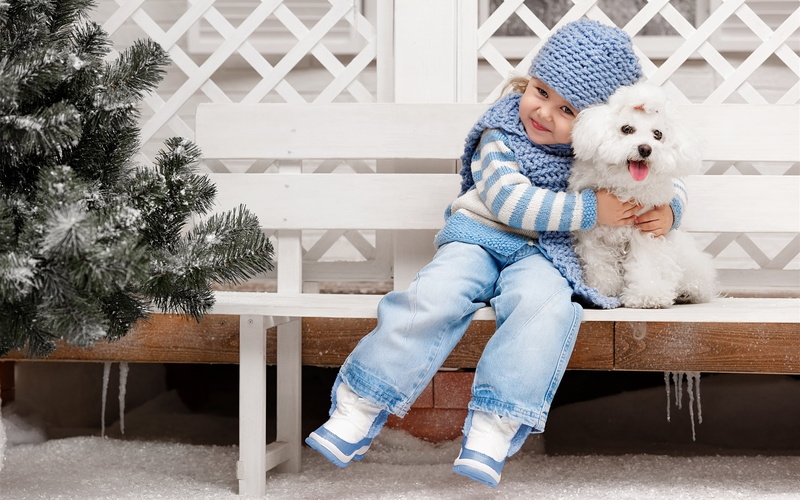 Dog, Girl, Friends, Cute, 2K