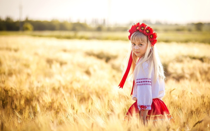 Wheat, Field, 1080P, Little, Girl, Ukraine, Cute