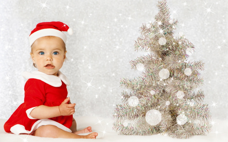 child, Christmas, 2K, santa little girl, childhood, girl, little, custom, santa, santa hat, New Year, christmas tree, beautiful baby