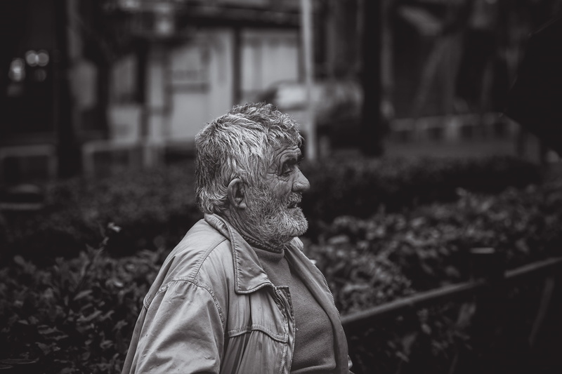 headshot, leisure activity, looking, incidental people, apparel, beard, moody, streetphotography, nature, males, men, monochrome, sideways, coat, bnw, man