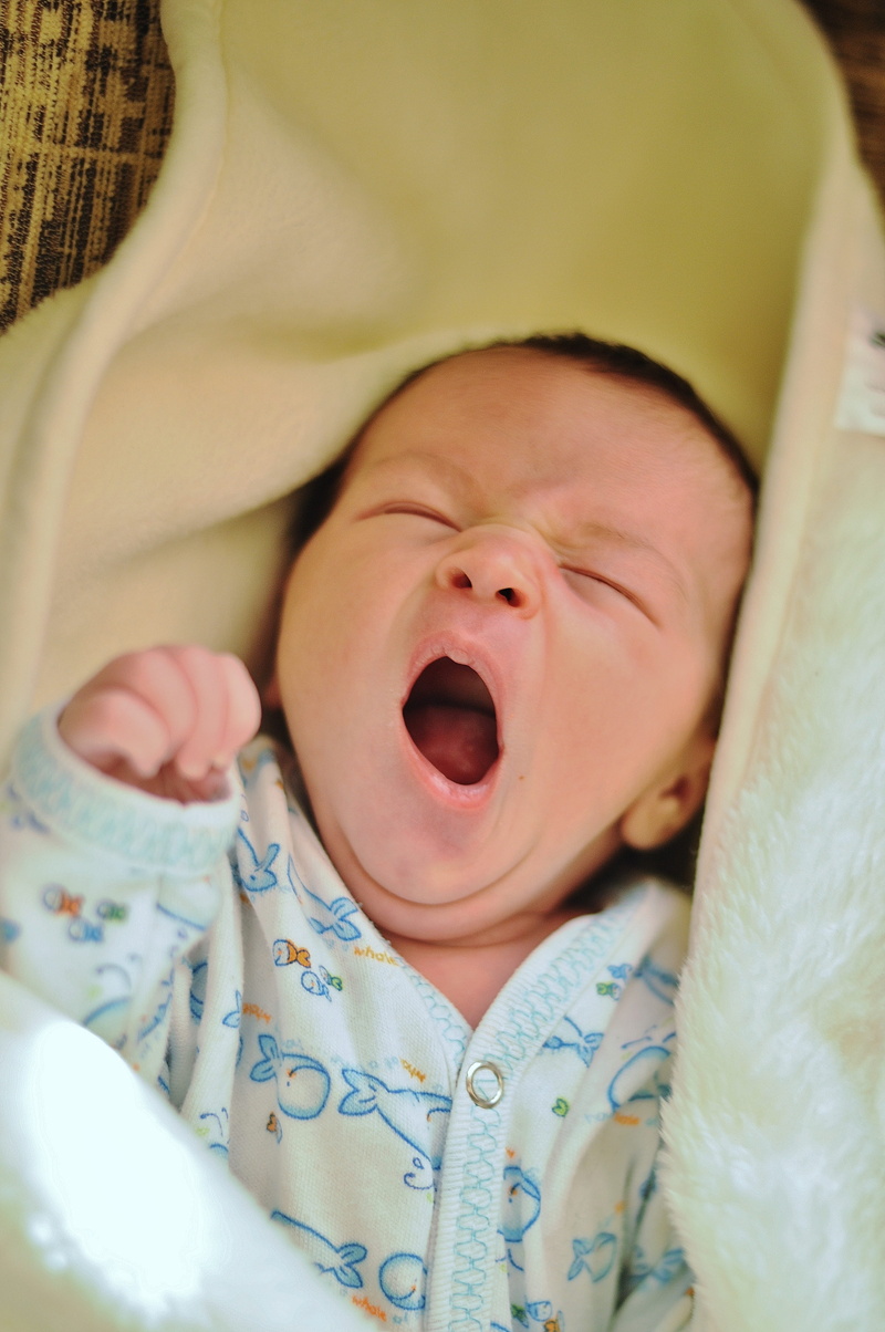 bed, cute, infant, yellow, mouth open, childhood, yawn, blanket, shirt, mouth, babyhood, young, human Face, baby, people, caucasian Ethnicity, new Life