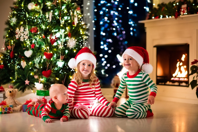 childhood, little, santa, garland, christmas decoration, hats, emotion, innocence, santa hat, gifts, fireplace, christmas tree, plant, decoration, baby