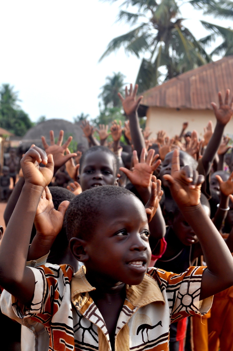 raising, happy, building, togo, arms raised, excitement, black, enjoyment, event, human arm, emotion, group, crowd, celebration, hands, african, children