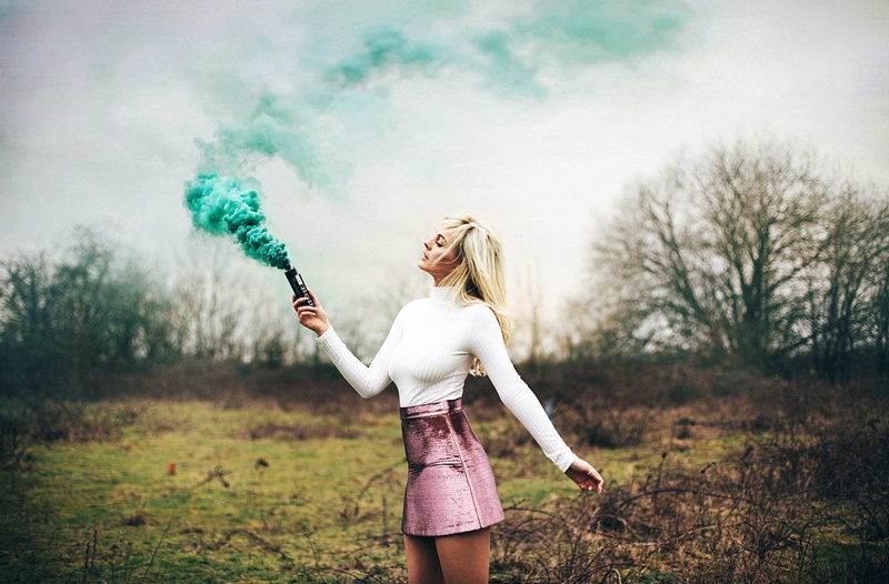 young women, beautiful woman, outdoors, young adult, beauty, rebellion, one person, nature, model, smoke, women, land, standing, smoke - physical structure