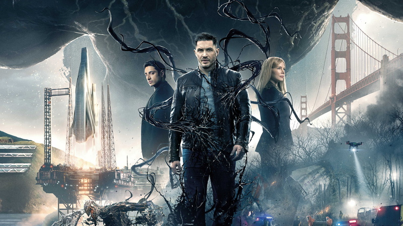 Tom Hardy, Riz Ahmed, Movie, Michelle Williams, 2K, Venom