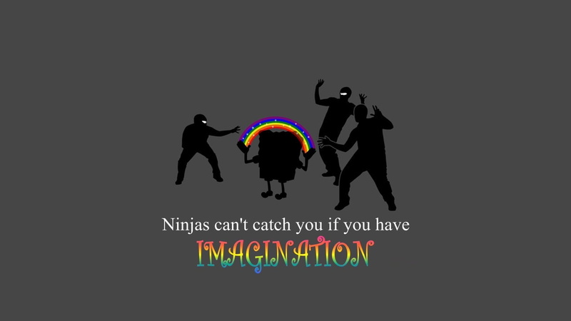 SpongeBob SquarePants, rainbows, ninjas, ninjas cant catch you if, 1080P