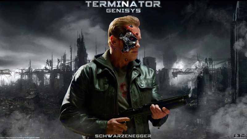 architecture, digital composite, standing, Terminator Genisys, Arnold Schwarzenegger, obscured face, helmet, occupation, nature, mask - disguise, one person