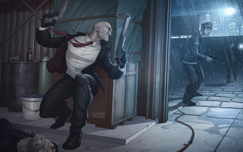 video games, Patrick Brown, cartoon, 1080P, Hitman