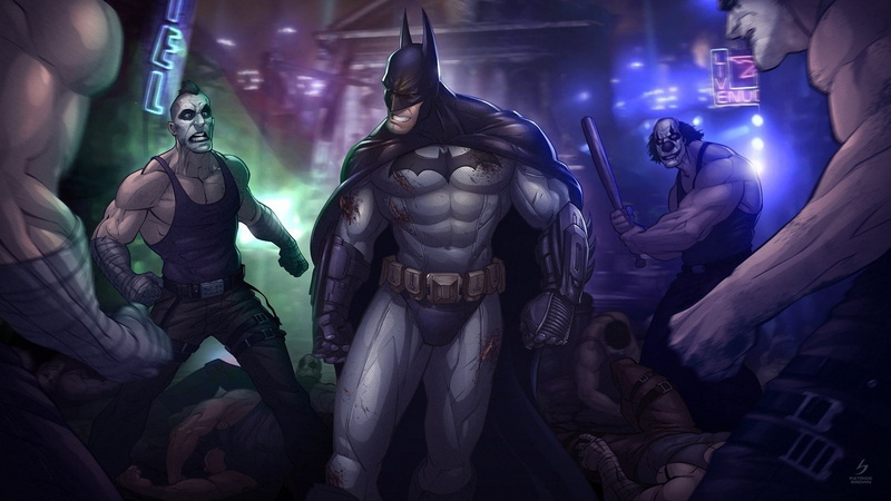 religion, female likeness, architecture, Arkham city, male likeness, belief, illuminated, people, statue, art and craft, Batman, 1080P, Patrick brown