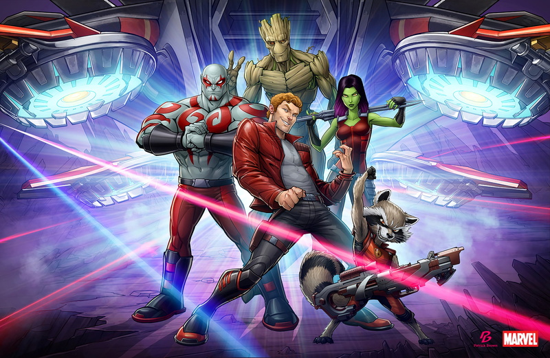 Marvel, Guardians Of The Galaxy, Drax, Patrick Brown, 2K, Star Lord, Groot, Rocket Raccoon, Gamora