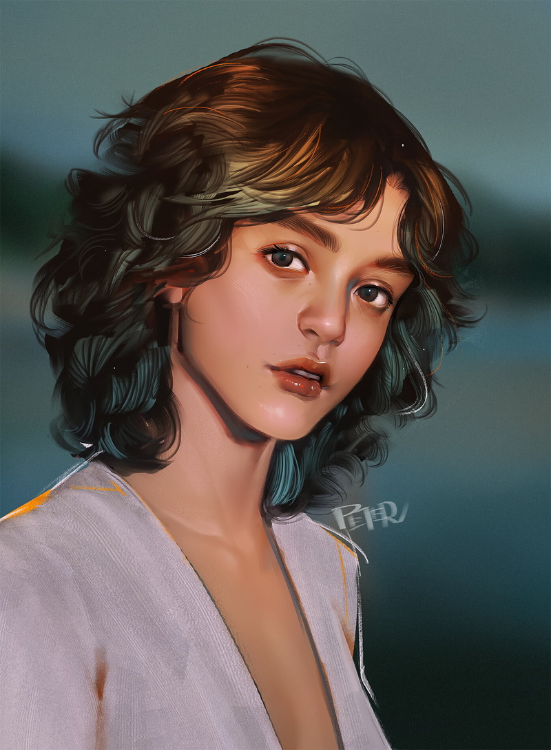 digital painting, digital art, Peter Xiao, drawing, women, artwork, ArtStation, portrait display, short hair, open mouth, 720P, looking at viewer, portrait