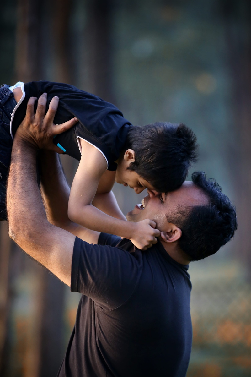 bond, kid, lift, people, standing, smile, child, dad, men, two people, family, focus on foreground, couple - relationship, father, lifestyles, bonding