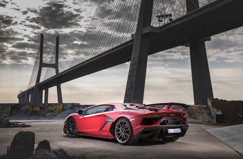 Aventador, Lamborghini, bridge, SVJ, Aventador SVJ, 5K, supercar, 2018