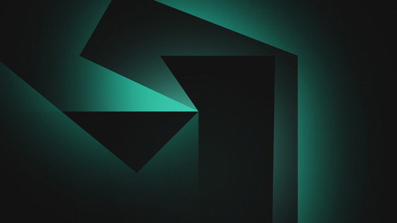 triangle shape, geometric shape, indoors, black background, green color, turquoise colored, shape, hd, blue, design, close-up, abstract, illuminated, creativity