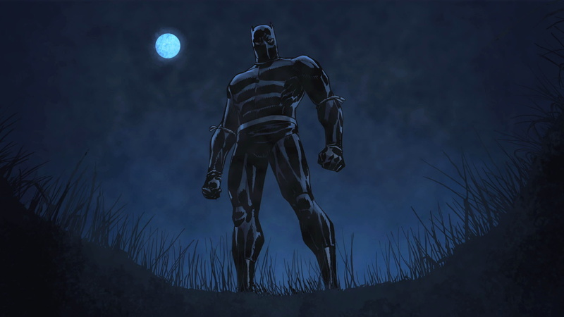 pose, grass, Black Panther, The moon, Marvel Comics, You Challa, costume, 1080P, night