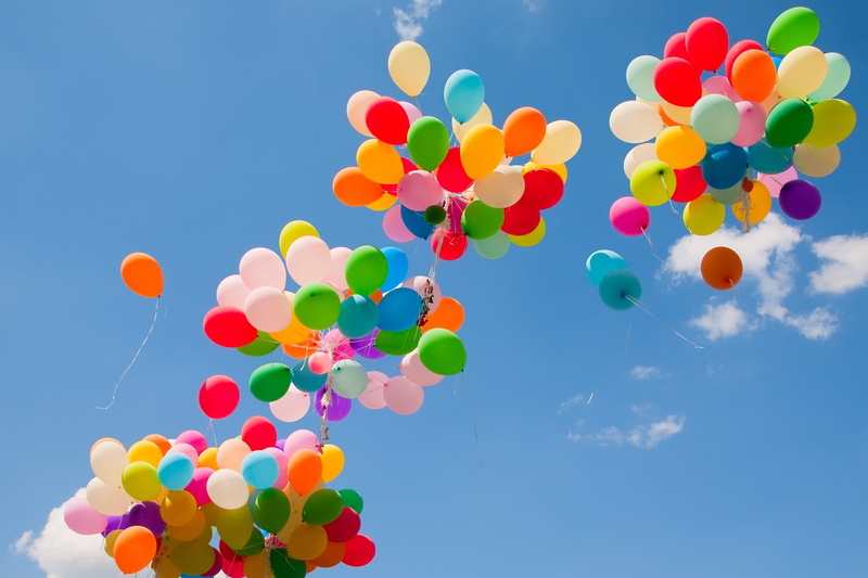 choice, balloon, low angle view, mid-air, day, happy, variation, sunlight, outdoors, 1080P, large group of objects, multi colored, cloud - sky, helium balloon