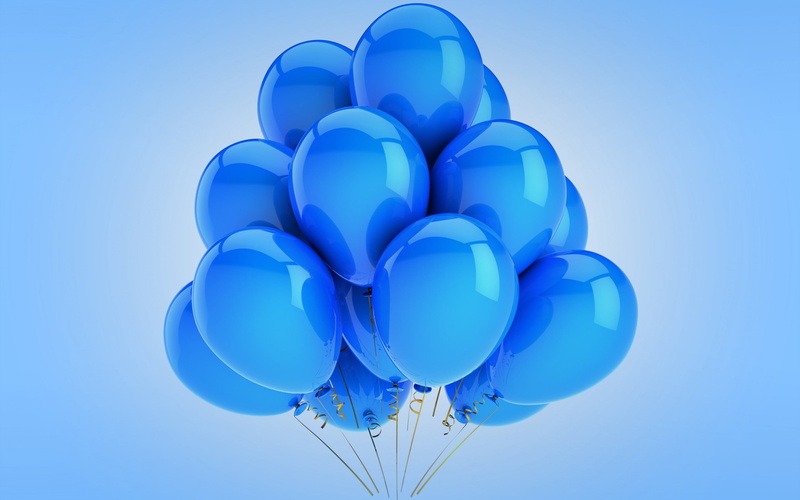 bunch, birthday, blue background, air, anniversary, party - Social Event, celebration, studio shot, fragility, holiday, no people, happiness, blue, mid-Air