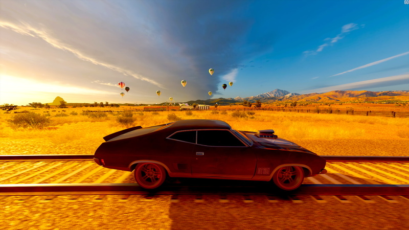 scenics - nature, cloud - sky, no people, 1080P, screen shot, mode of transportation, Microsoft, outdoors, land, land vehicle, sunset, orange color, forza horizon 3