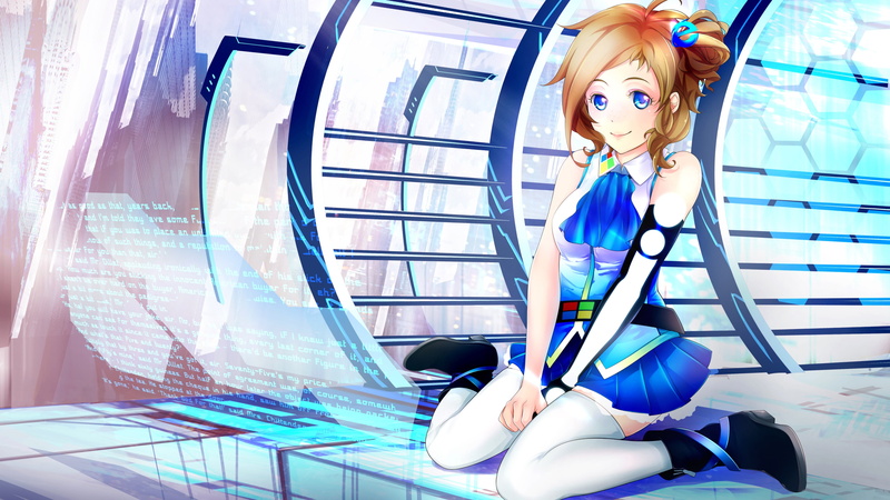 looking at camera, character, anime girls, anime, architecture, 4K, os-tan, hairstyle, full length, hair, holding, indoors, female, real people