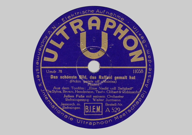 1930, 78Rpm, circle, technology, communication, geometric shape, western script, beschallung, science, text, single object, ultraphon, blue, plate label