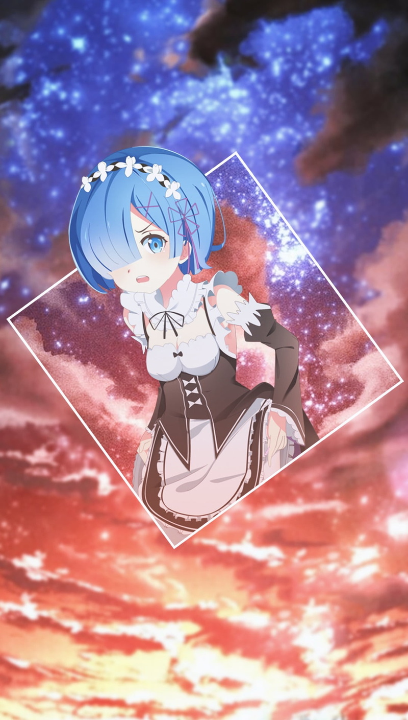 anime girls, one person, 720P, anime, outdoors, representation, picture-in-picture, sport, blue, Rem, art and craft, nature, sky, day, space, digital composite