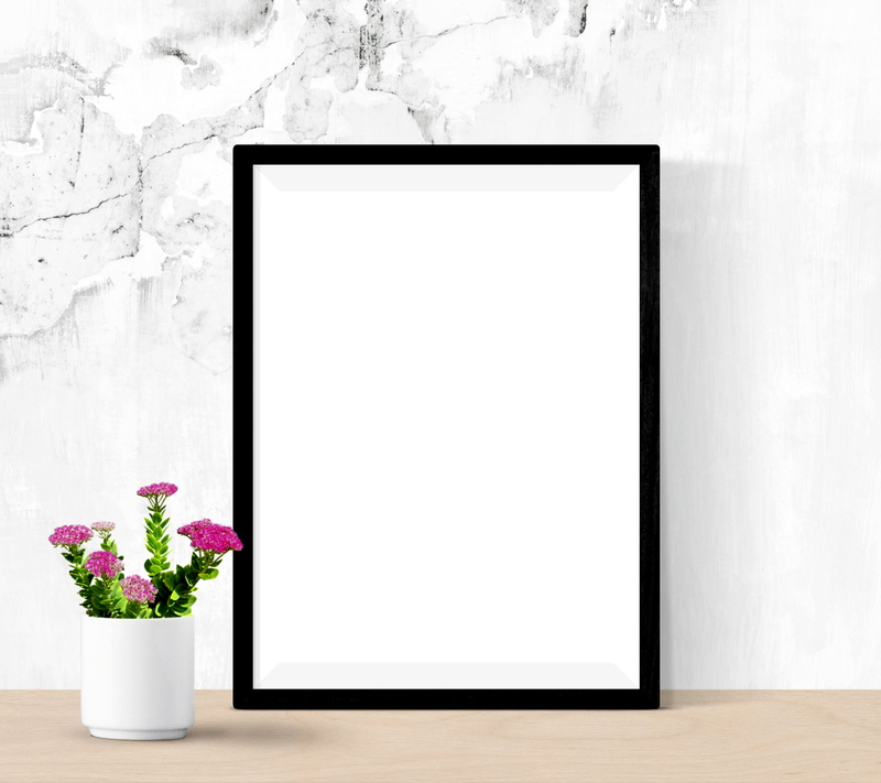 flat screen, flower, desk, fragility, freshness, frame, gallery, wall - building feature, template, mockup, copy space, table, vase, wall, flower pot, nature