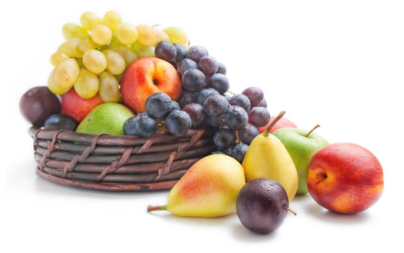 white background, fruit, freshness, plums, apple - fruit, wellbeing, no people, studio shot, orange, grapes, food, grape, fruits, orange color, apples