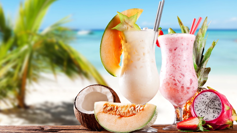 summer, coconut, pineapple, carambola, melon, 5K, cocktail, Pitahaya, sun, fruit, strawberries, drinks, milk shake