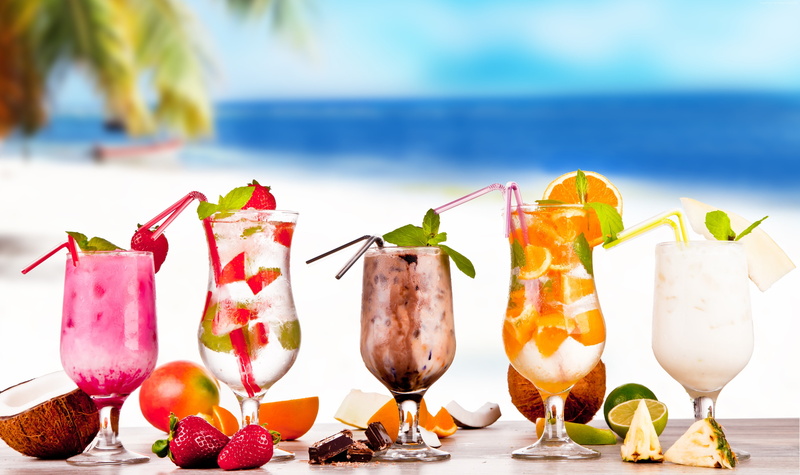 4K, coconut, strawberry, orange, Tropical Cocktail, pineapple, chocolate, lime