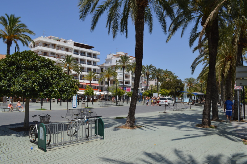 building exterior, spain, beach, sightseeing, landscape, landmark, transportation, motor vehicle, 5K, nature, tourist, clear sky, san antonia, cityscape