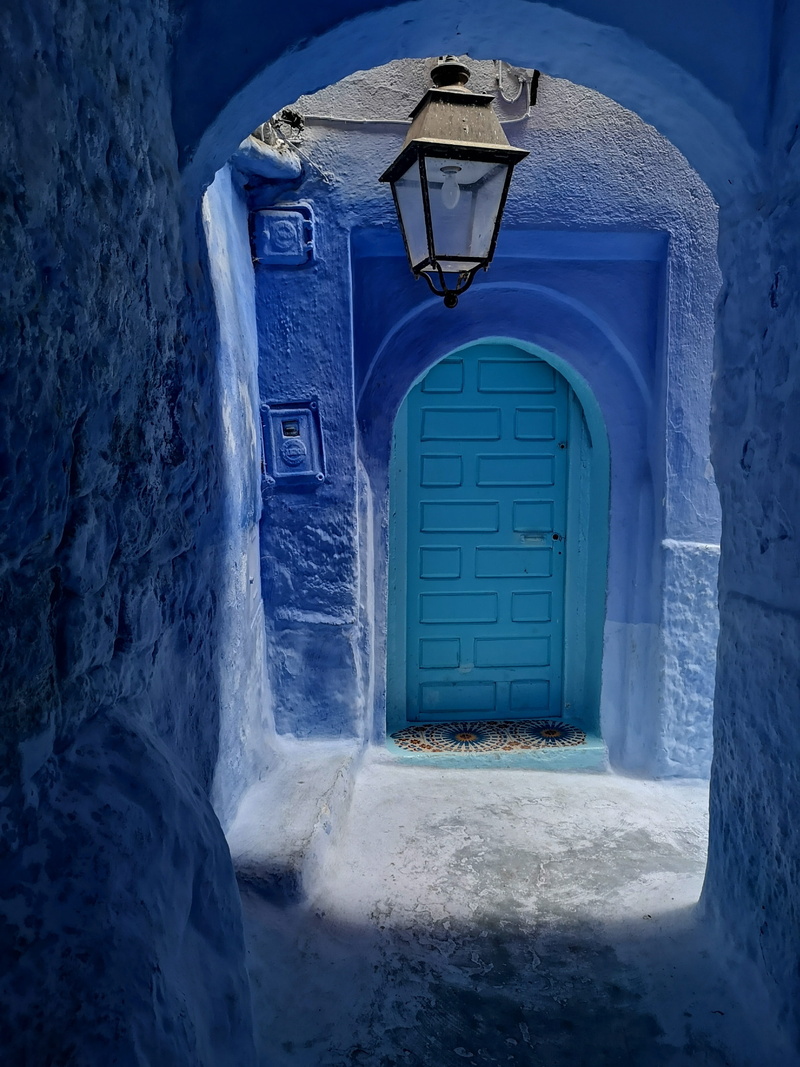 nature, built structure, building, arch, chefchaouen, street, blue, 2K, colourful, city, building exterior, wall - building feature, security, entrance