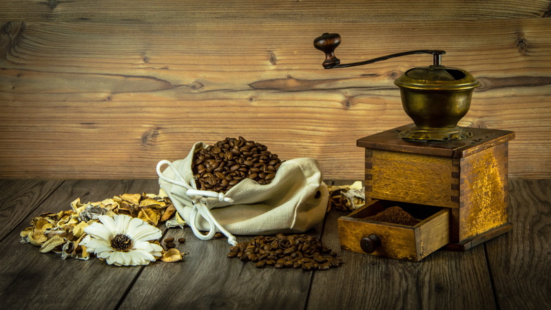 coffee beans, wood, coffe, bag, Still life, 5K