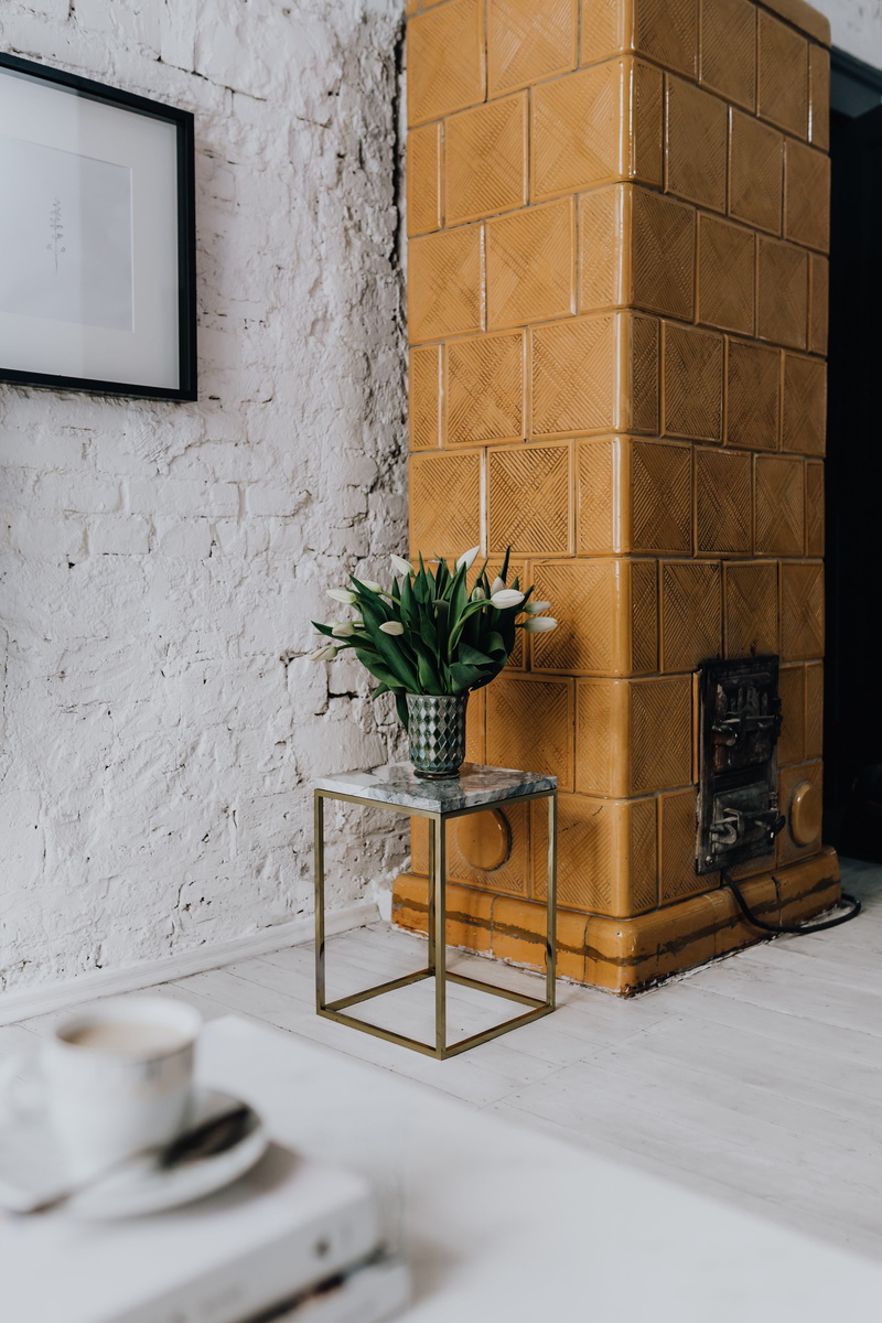 living, indoors, day, wooden floor, white walls, 5K, room, vase, white, leaf, living room, door, outdoors, coffee table, common, white floor, marble, modern