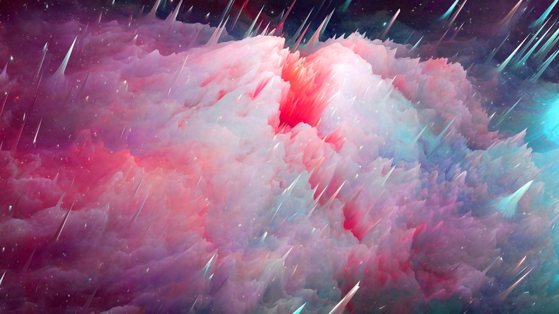 4K, smoke, prickly, pink, spiny, space, sky, thorny, spike, abstract art, thorn
