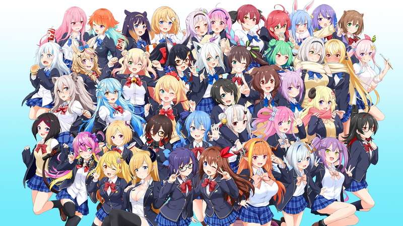 redhead, Himemori Luna, Momosuzu Nene, Nekomata Okayu, Usada Pekora, Murasaki Shion, Nakiri Ayame, Natsuiro Matsuri, Uruha Rushia, Aki Rosenthal, Shiranui Flare