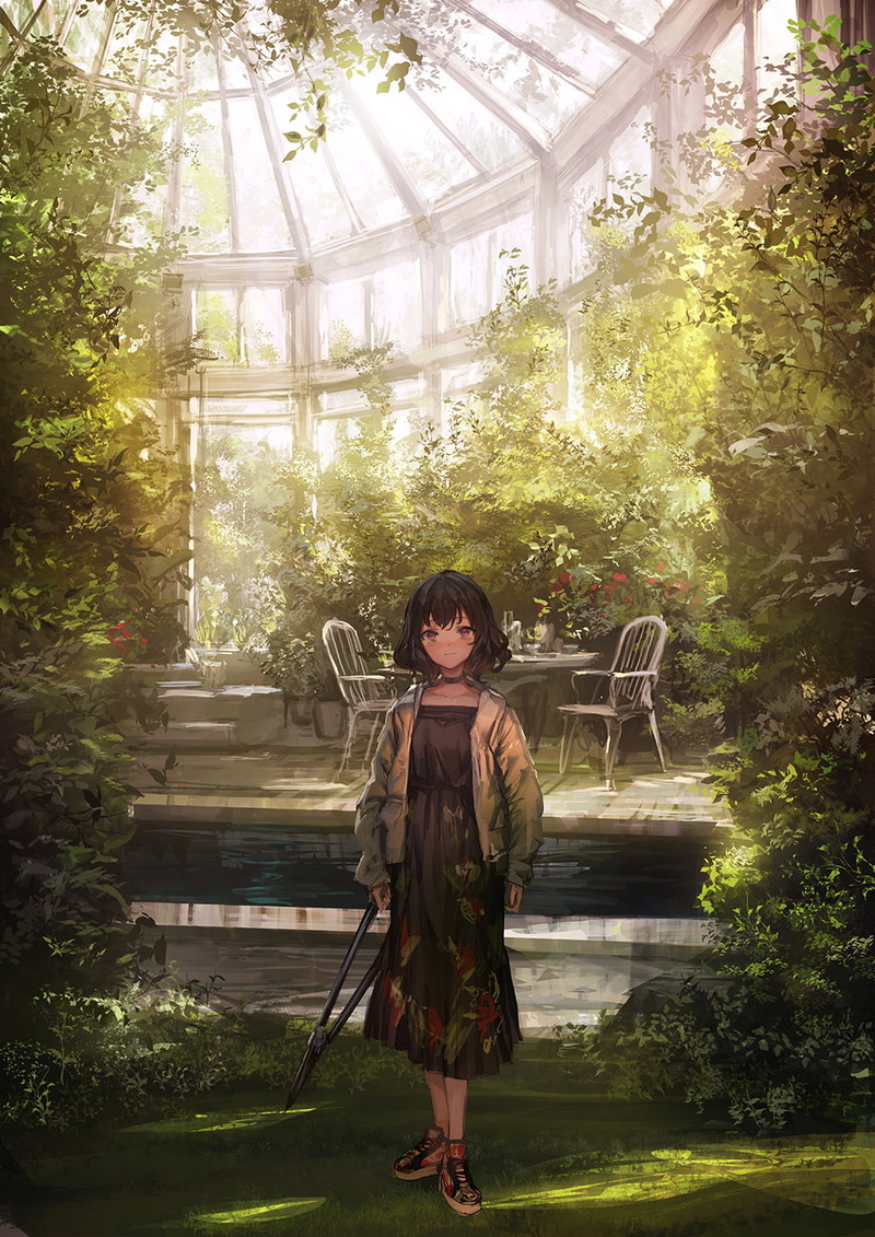 anime, anime girls, original characters, _LM7_, greenhouse, 720P