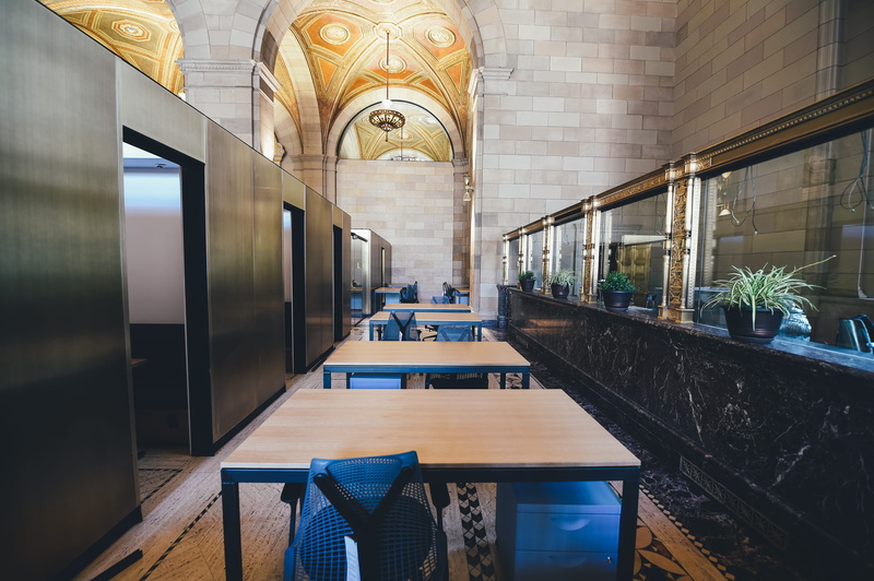 blue, pottery, seating, interior, business, plant, spirituality, desk, ceiling, workspace, religion, potted plant, place of worship, arching, built structure