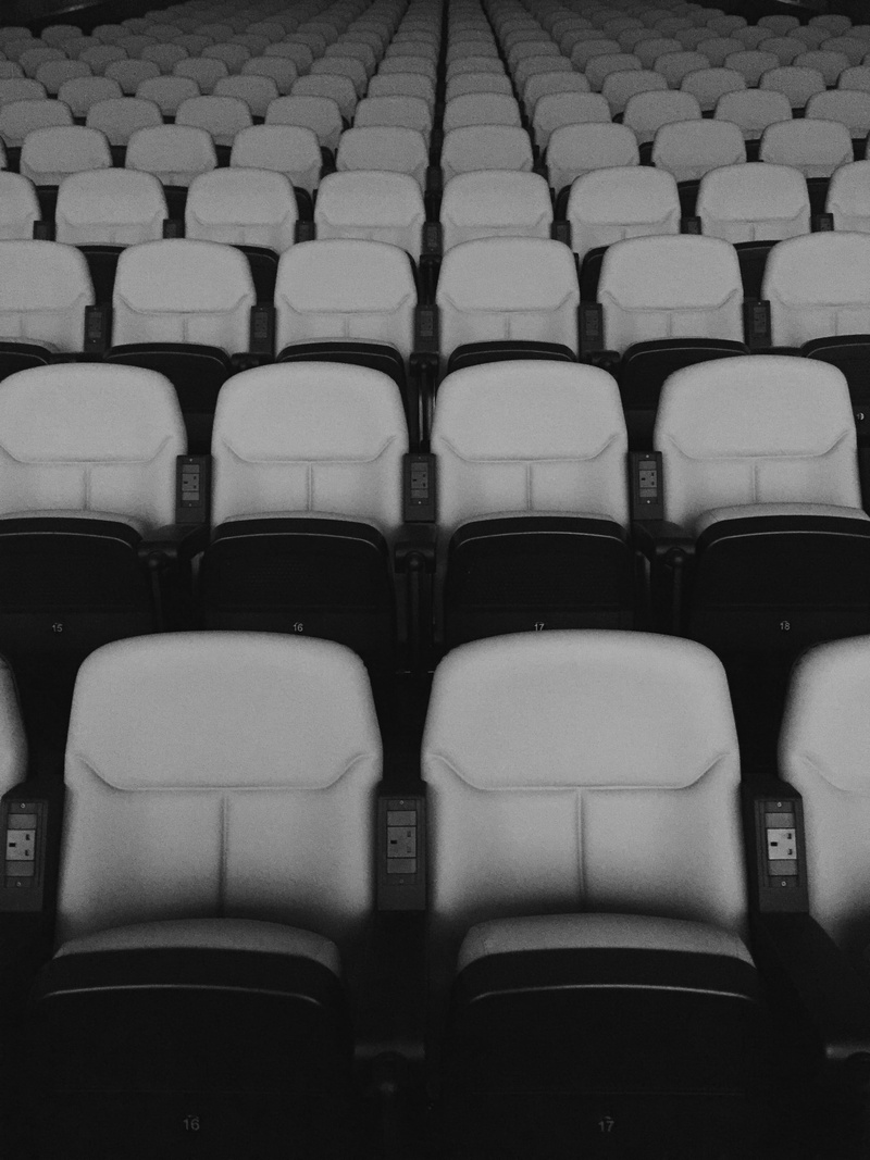 movie, indoor, watch, side by side, movie theater, auditorium, abundance, seats, large group of objects, full frame, 2K, order, repetition, absence, backgrounds