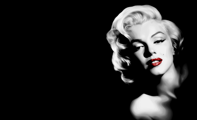 copy space, fashion model, beautiful people, beautiful woman, red lips, dark, grayscale, women, indoors, one person, studio shot, black background