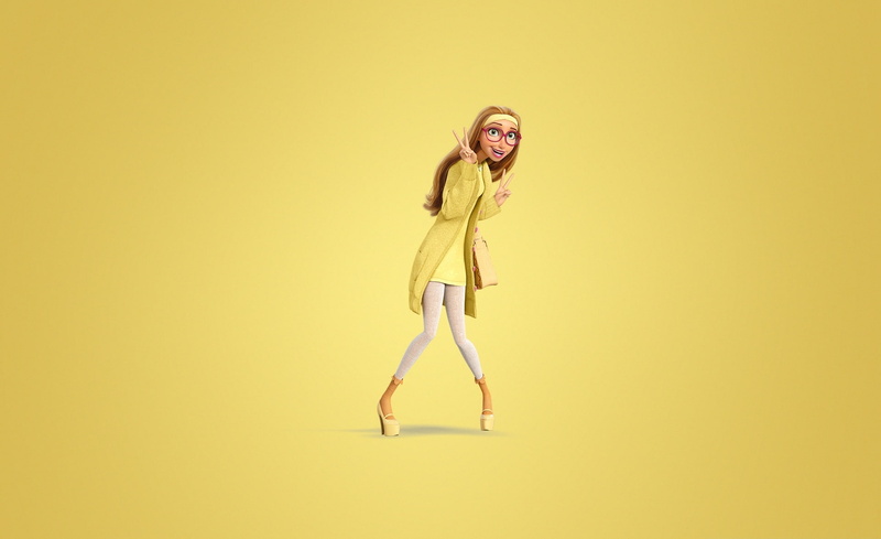 honey, Yellow, beauty, smiling, Movie, fashion, mouth open, beautiful woman, 1080P, looking at camera, Big Hero 6, portrait, Film, hairstyle