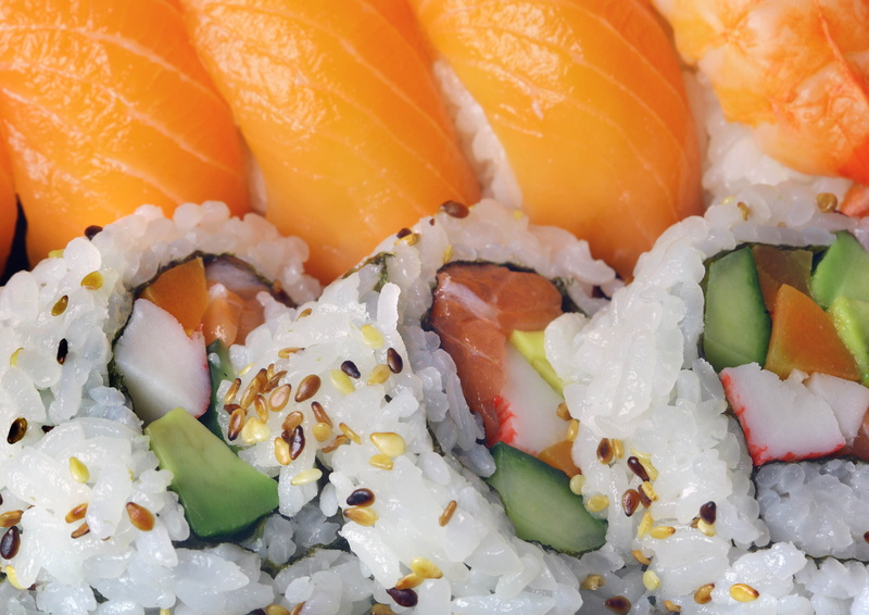 caviar, meal, meat, salmon - seafood, rice - Food Staple, food, eating, dinner, carrot, onion, vegetarian Food, appetizer, lunch, asian food, garnish, red