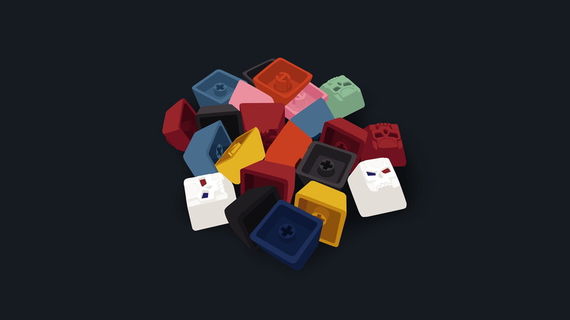 keyboards, multi colored, group of objects, MX Cherry, technology, color, no people, keyboard, large group of objects, black background, assorted, chaos