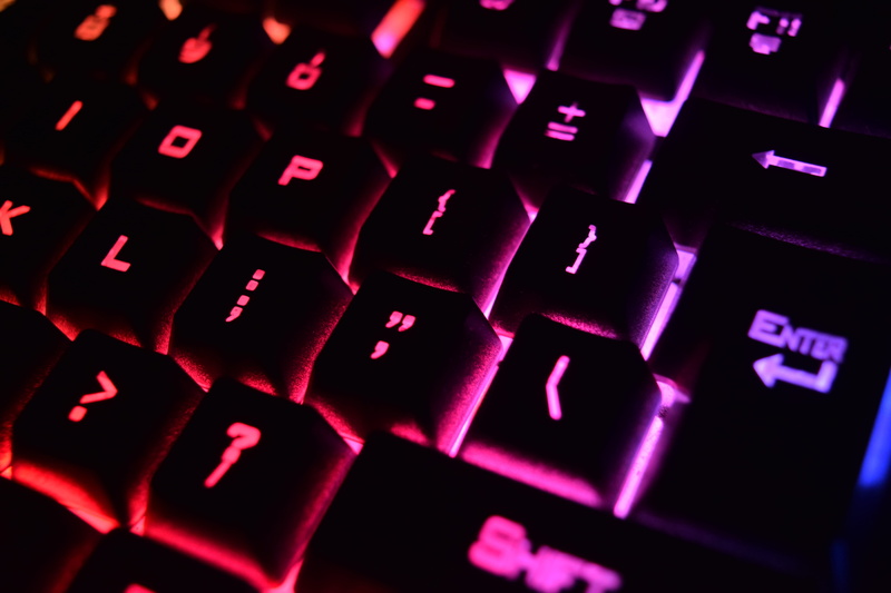 letters, close-up, computer, computer keyboard, letter, laptop, mechanical, computer crime, keys, technology, portable, symbol, purple, dark, full frame
