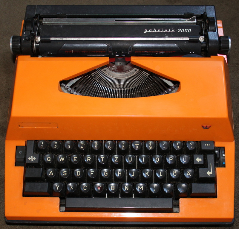 letter, leave, obsolete, keys, text, communication, orange color, machinery, keyboard, equipment, technology, tap, indoors, machine, typewriter, retro
